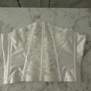Vintage Va Bien Bustier Bra M Medium White Lace Push Up Corset Strapless